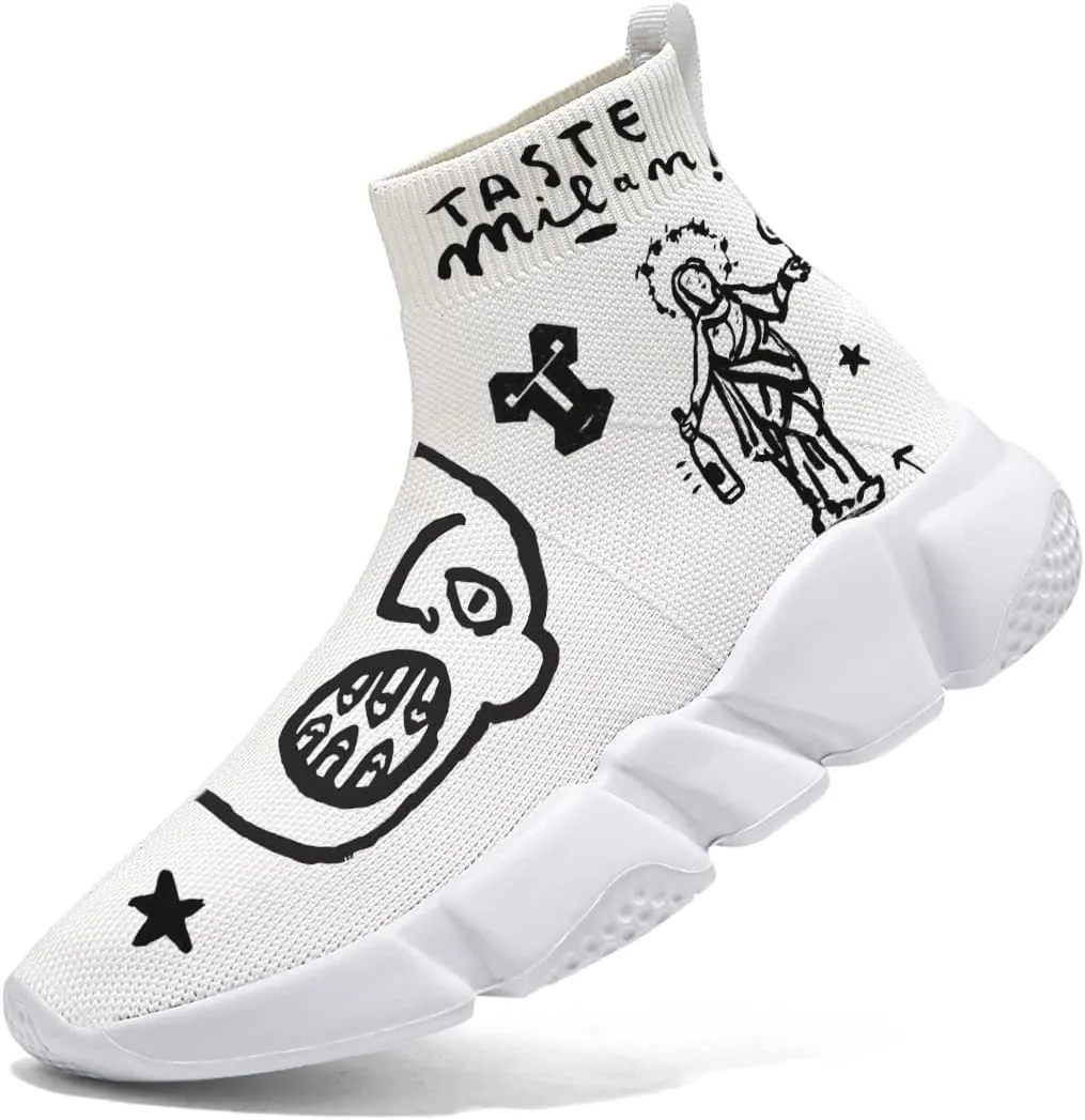 Womens Walking Shoes Abstract Graffiti Sneakers Sock Pull-on Custom Painted Daily Shoes