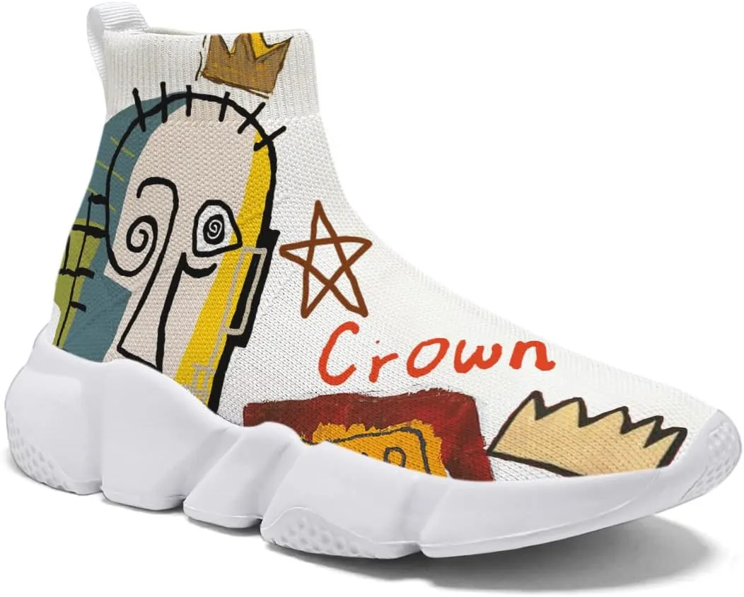 Womens Walking Shoes Abstract Graffiti Sneakers Sock Pull-on Custom Painted Daily Shoes