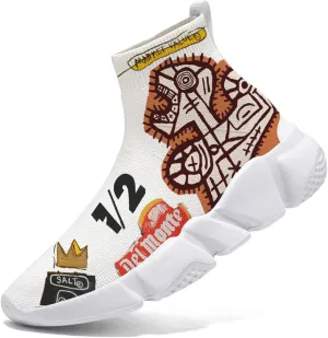 Womens Walking Shoes Abstract Graffiti Sneakers Sock Pull-on Custom Painted Daily Shoes