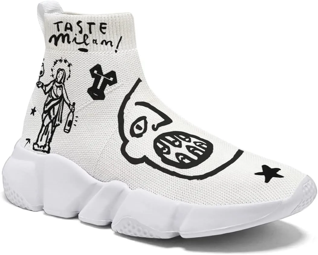 Womens Walking Shoes Abstract Graffiti Sneakers Sock Pull-on Custom Painted Daily Shoes