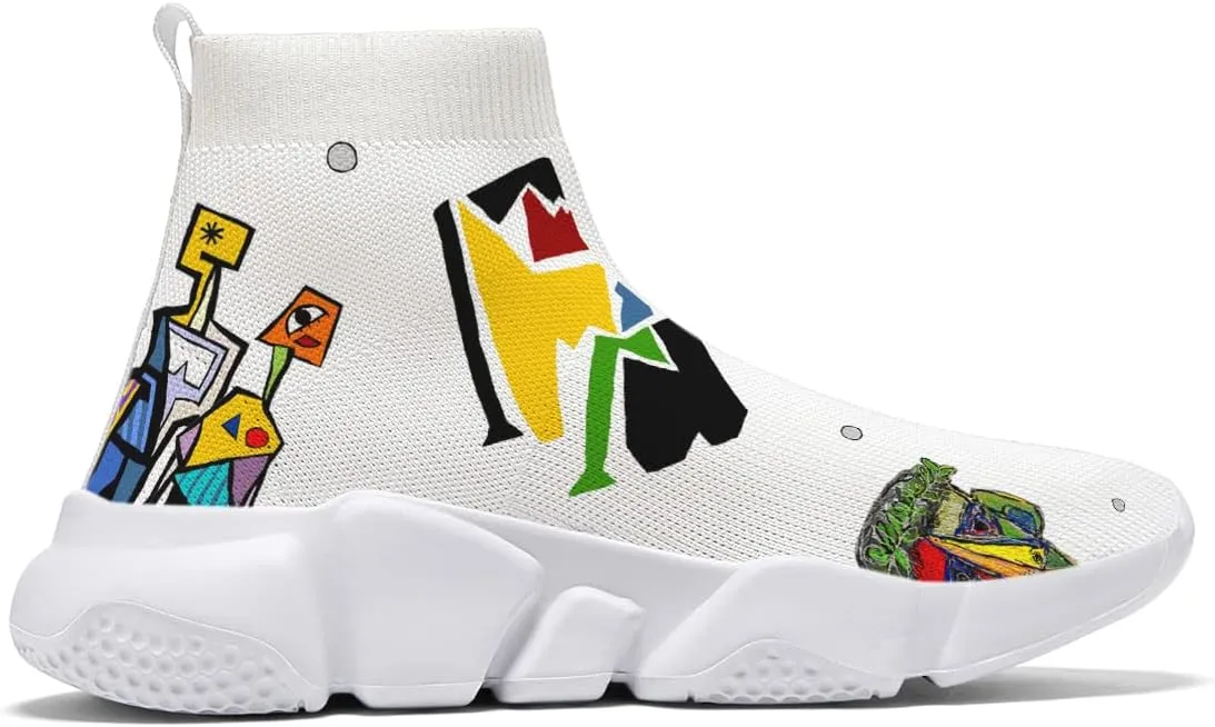 Womens Walking Shoes Abstract Graffiti Sneakers Sock Pull-on Custom Painted Daily Shoes
