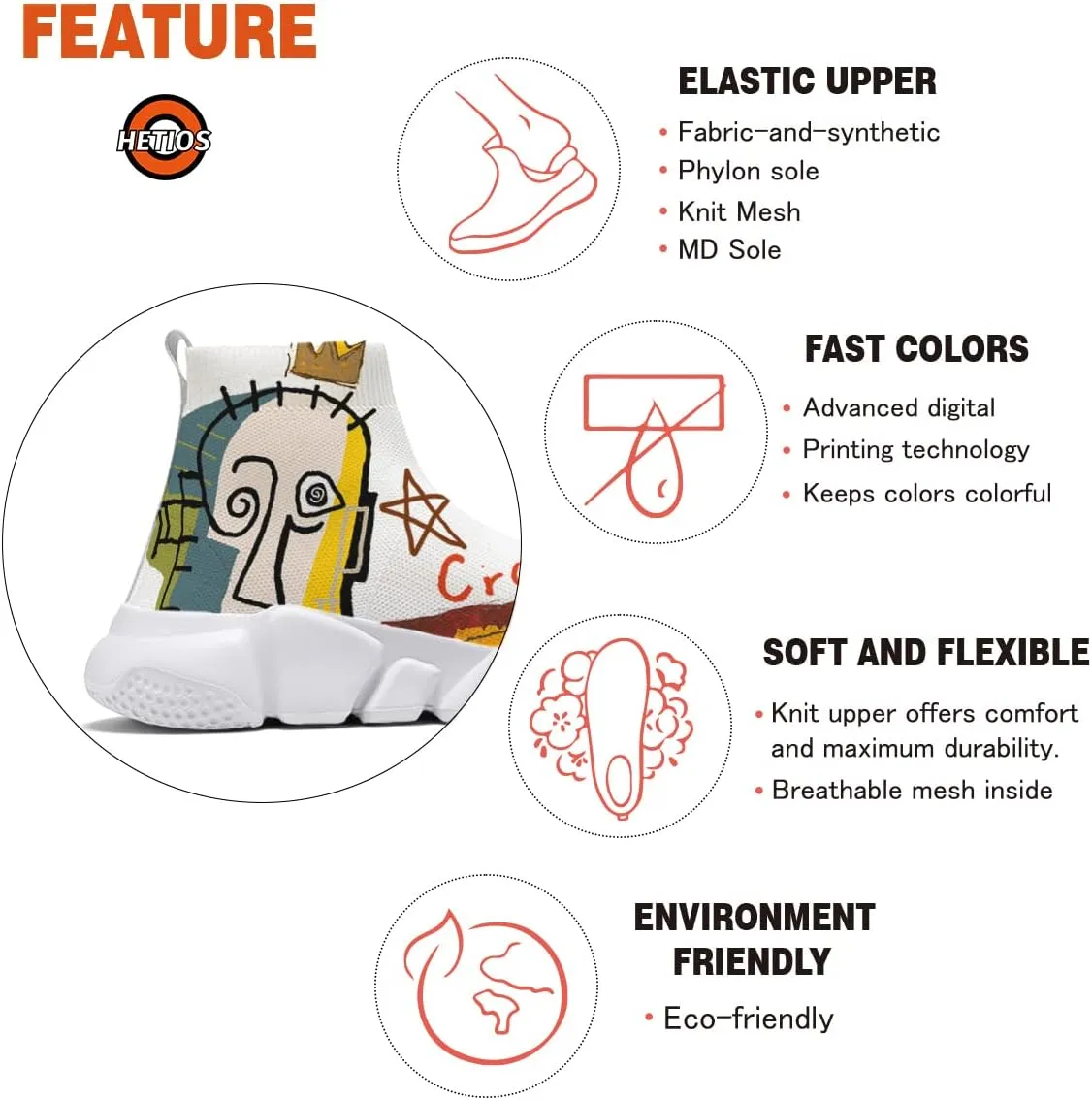 Womens Walking Shoes Abstract Graffiti Sneakers Sock Pull-on Custom Painted Daily Shoes