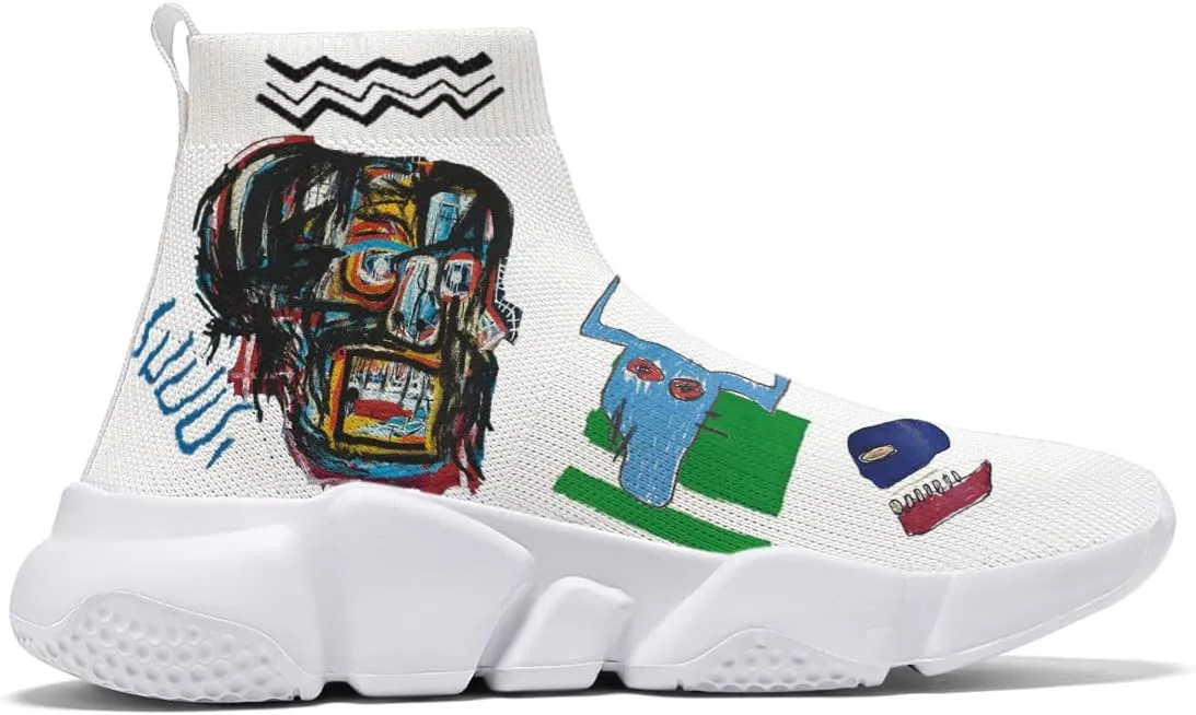 Womens Walking Shoes Abstract Graffiti Sneakers Sock Pull-on Custom Painted Daily Shoes