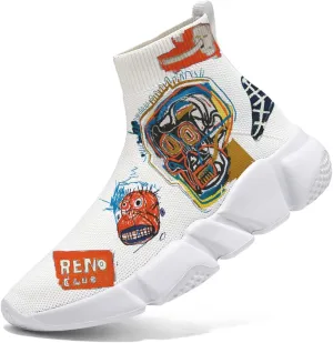 Womens Walking Shoes Abstract Graffiti Sneakers Sock Pull-on Custom Painted Daily Shoes