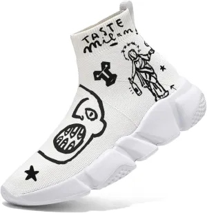 Womens Walking Shoes Abstract Graffiti Sneakers Sock Pull-on Custom Painted Daily Shoes