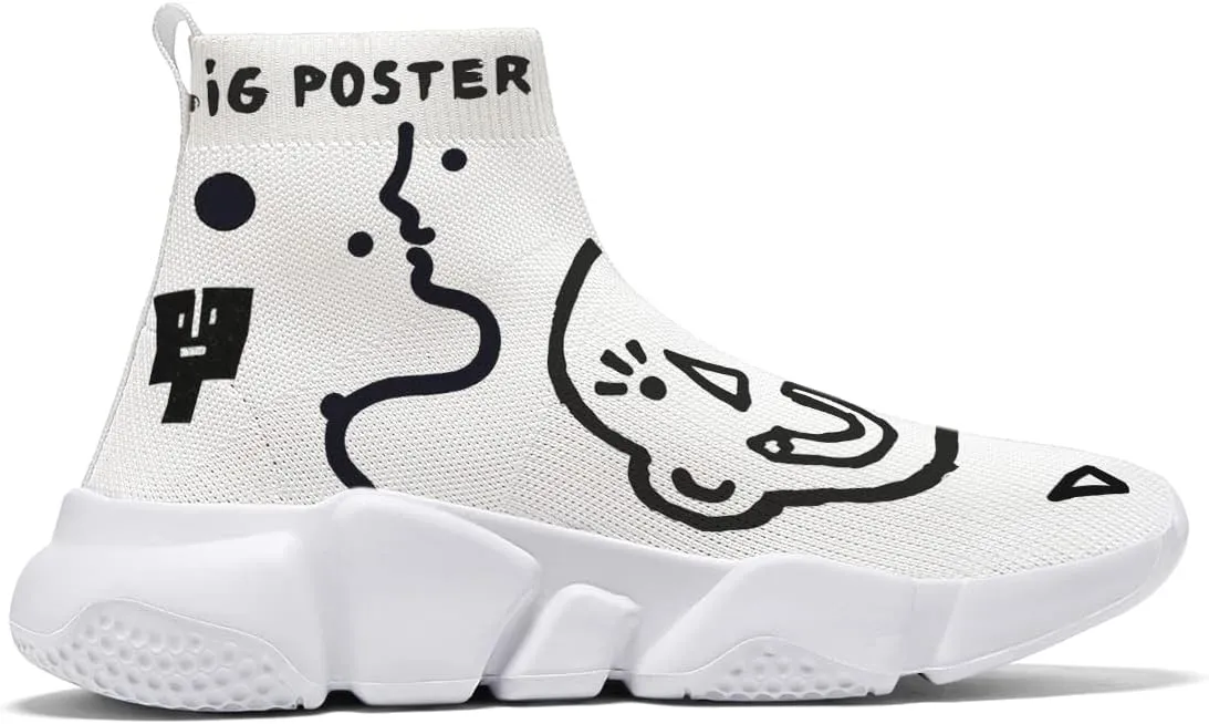 Womens Walking Shoes Abstract Graffiti Sneakers Sock Pull-on Custom Painted Daily Shoes