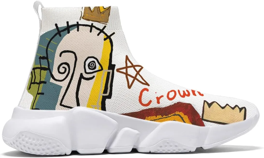 Womens Walking Shoes Abstract Graffiti Sneakers Sock Pull-on Custom Painted Daily Shoes