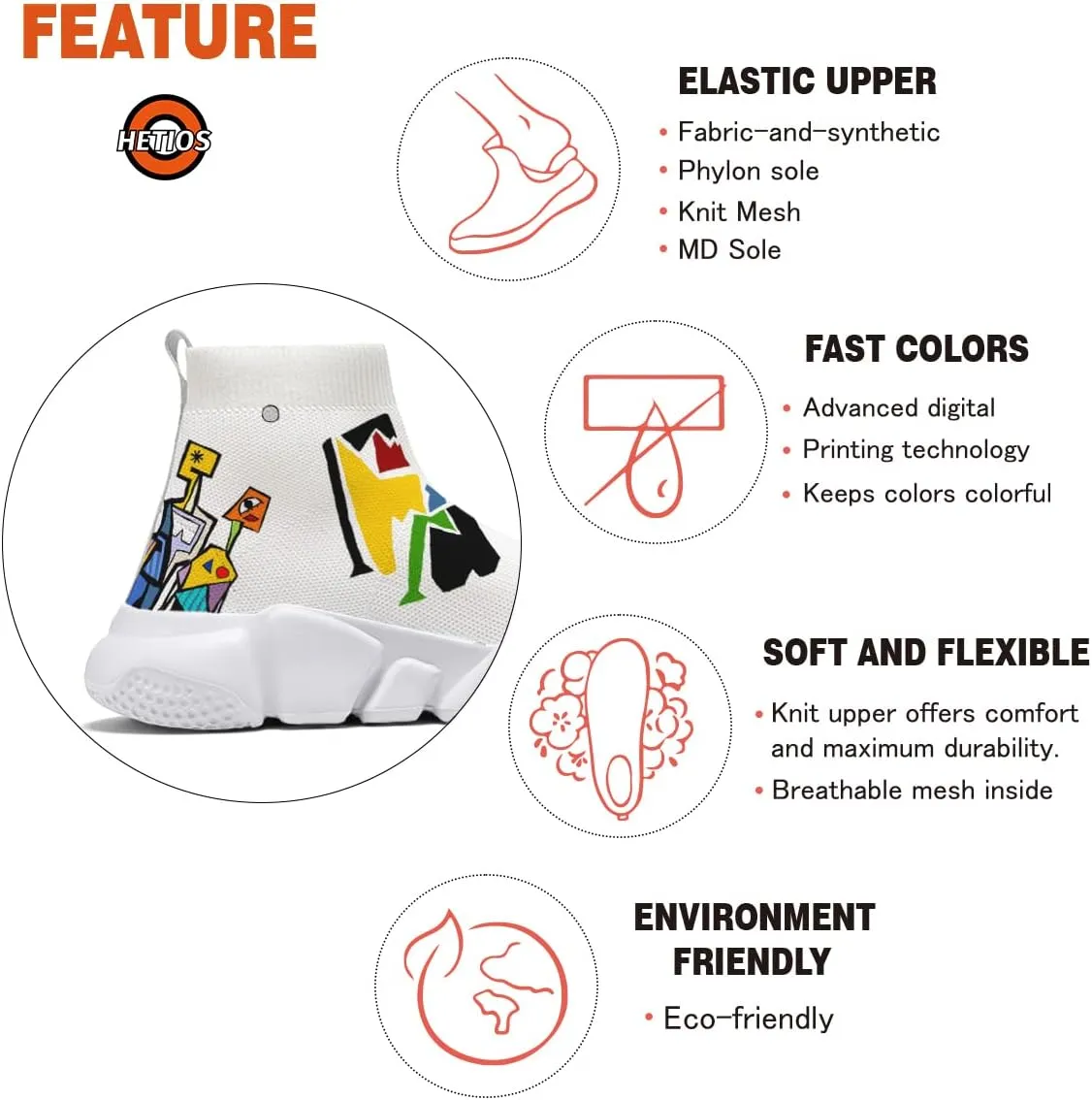 Womens Walking Shoes Abstract Graffiti Sneakers Sock Pull-on Custom Painted Daily Shoes