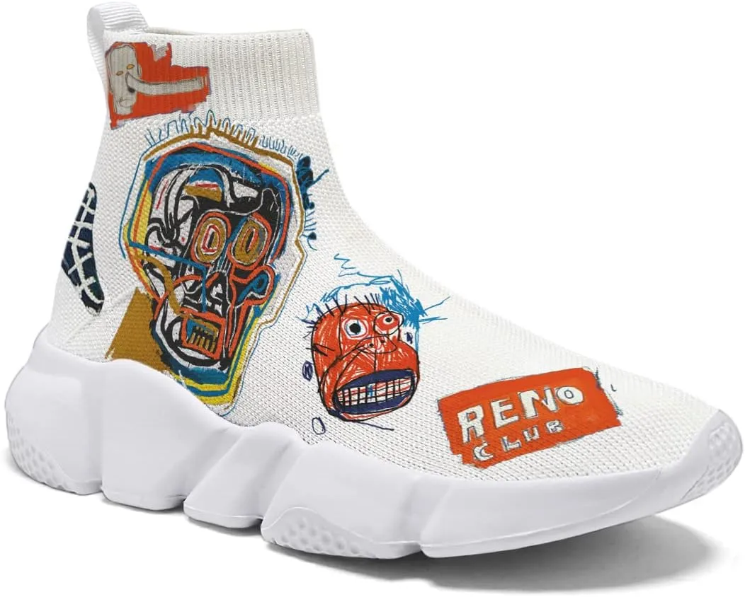Womens Walking Shoes Abstract Graffiti Sneakers Sock Pull-on Custom Painted Daily Shoes