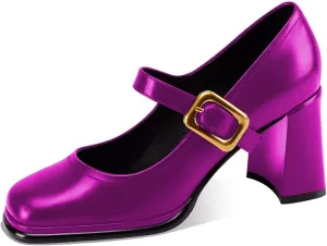 YDN Women Platform Square Toe Pumps Block Chunky High Heel Mary Janes Formal Dressy Dance Daily Shoes Size 4-15 US