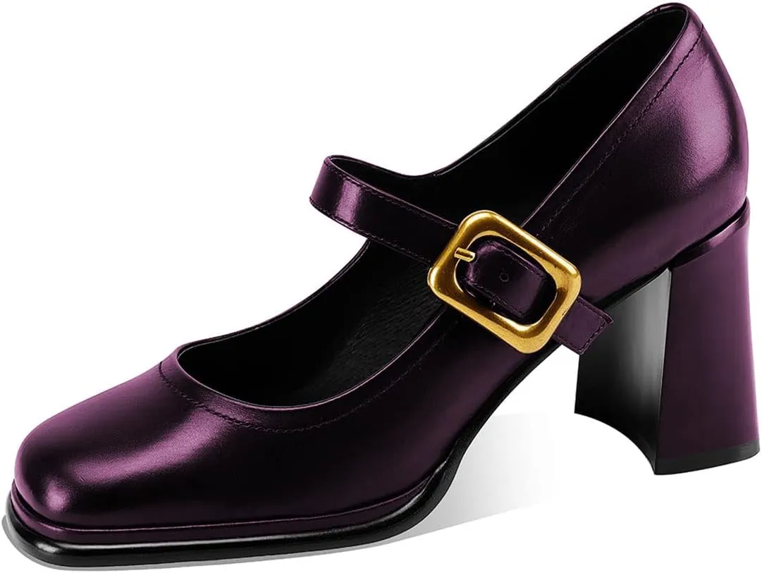 YDN Women Platform Square Toe Pumps Block Chunky High Heel Mary Janes Formal Dressy Dance Daily Shoes Size 4-15 US