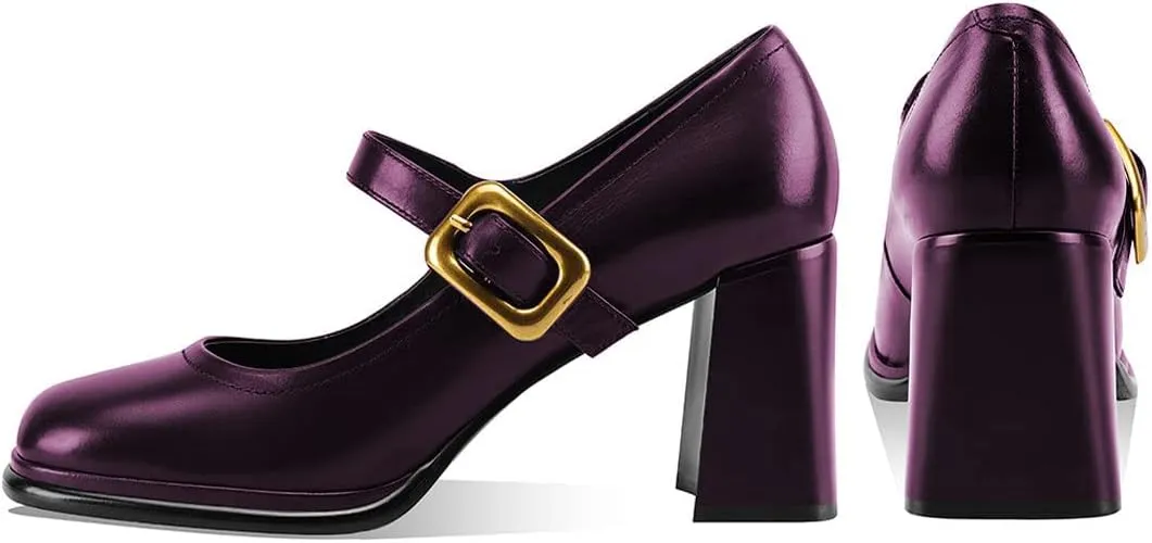 YDN Women Platform Square Toe Pumps Block Chunky High Heel Mary Janes Formal Dressy Dance Daily Shoes Size 4-15 US