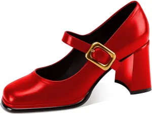 YDN Women Platform Square Toe Pumps Block Chunky High Heel Mary Janes Formal Dressy Dance Daily Shoes Size 4-15 US