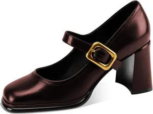 YDN Women Platform Square Toe Pumps Block Chunky High Heel Mary Janes Formal Dressy Dance Daily Shoes Size 4-15 US