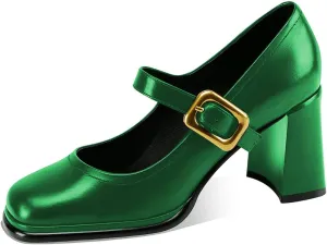 YDN Women Platform Square Toe Pumps Block Chunky High Heel Mary Janes Formal Dressy Dance Daily Shoes Size 4-15 US