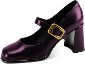 YDN Women Platform Square Toe Pumps Block Chunky High Heel Mary Janes Formal Dressy Dance Daily Shoes Size 4-15 US
